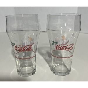 2 Vintage Coca- Cola Happy Holidays 1997 Glasses‎